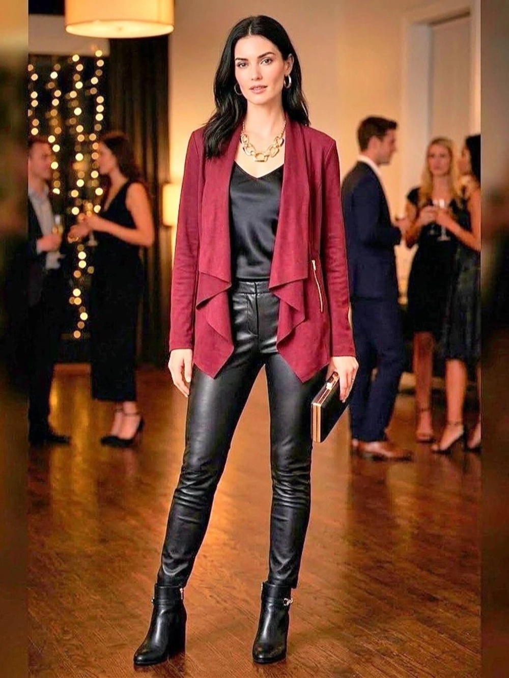 Dana Buchman Draped Open Front Jacket in Burgundy Size Medium Like New